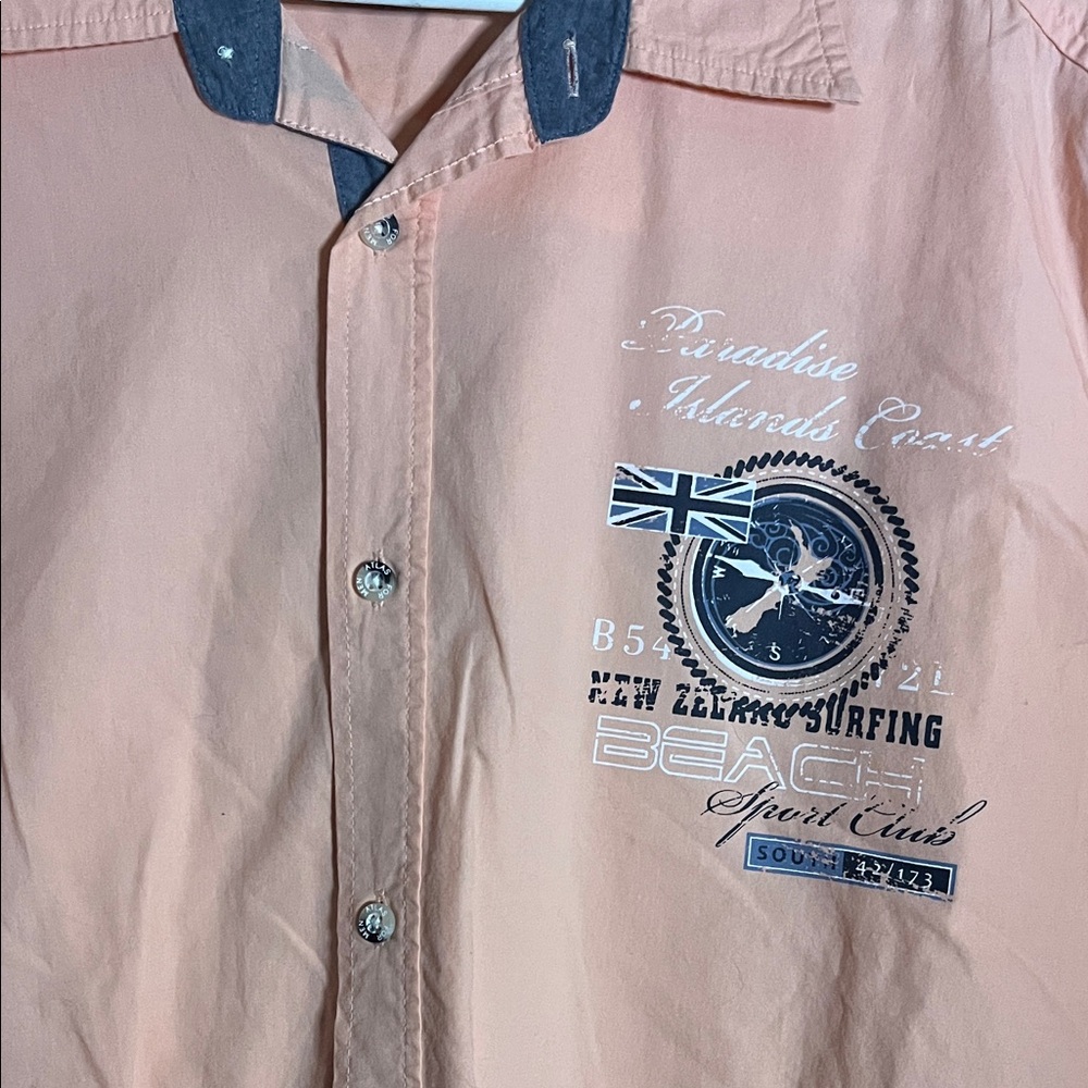😄Peachy casual button down shirt 2XL
